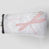Roze Dragonfly Persoonlijk Golfhoofd Hoesje Golfheadcover (Voorkant)