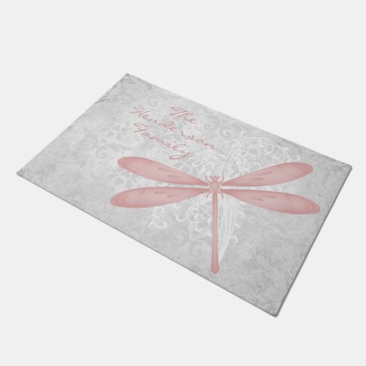 Roze Dragonfly Persoonlijke deurmat (Schuin)