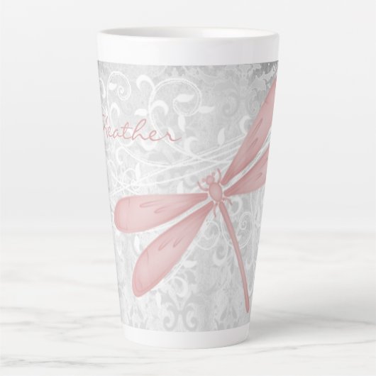 Roze Dragonfly Persoonlijke latte Mok (Voorkant)