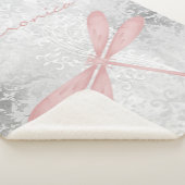 Roze Dragonfly Persoonlijke Sherpa Blanket Deken (3/4)
