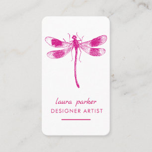 Roze Dragonfly Retro  Succes Tattoo Visitekaartje