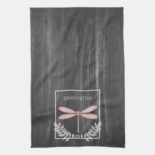 Roze Dragonfly Rustic Kitchen Towel Theedoek (Verticaal)