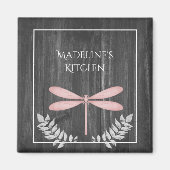 Roze Dragonfly Rustic Magnet (Voorkant)