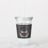Roze dragonfly Rustic Personalized Acryltumbler Acryl Drinkbeker (Voorkant)