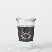 Roze dragonfly Rustic Personalized Acryltumbler Acryl Drinkbeker (Achterkant)