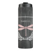Roze Dragonfly Rustic Personalized Thermal Tumbler Thermosbeker (Voorkant)
