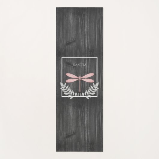 Roze Dragonfly Rustic Yoga Mat (Voorkant)