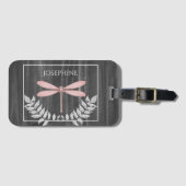 Roze Dragonfly Rustisch Bagagelabel (Voorkant (horizontaal))