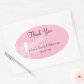Roze dragonfly Shower Dank u wel ticker Ovale Sticker (Envelop)