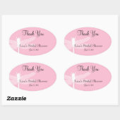 Roze dragonfly Shower Dank u wel ticker Ovale Sticker (Vel)