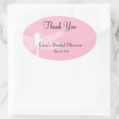 Roze dragonfly Shower Dank u wel ticker Ovale Sticker (Tas)