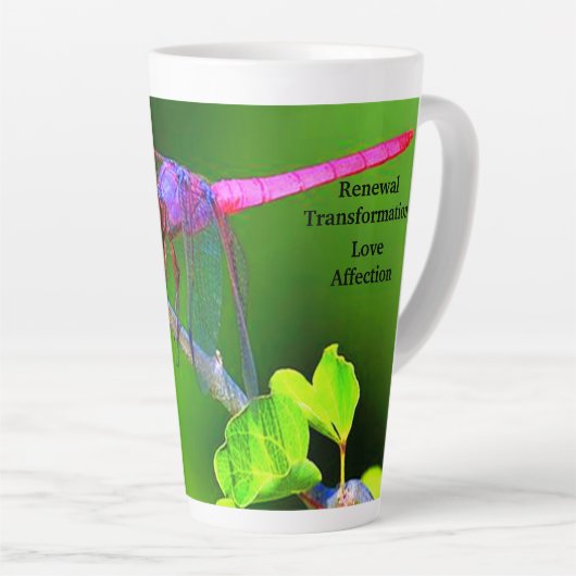 Roze Dragonfly Spirit vertrekt latte Mok (Rechterhoek)