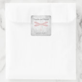 Roze Dragonfly Weddenschappen Vierkante Sticker (Tas)