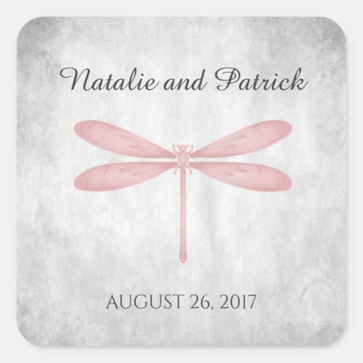 Roze Dragonfly Weddenschappen Vierkante Sticker (Voorkant)
