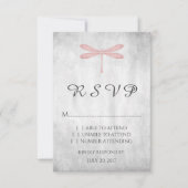 Roze Dragonfly Wedding RSVP Kaart (Voorkant)