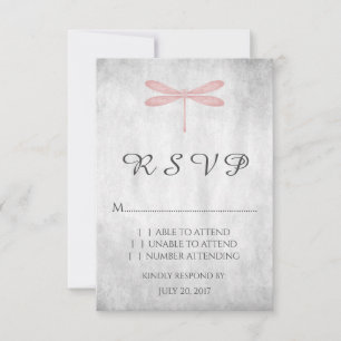Roze Dragonfly Wedding RSVP Kaart