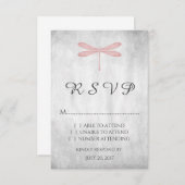 Roze Dragonfly Wedding RSVP Kaart (Voorkant / Achterkant)