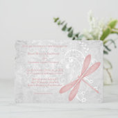 Roze Dragonfly Weduwuitnodiging Kaart (Staand voorkant)