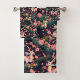 Roze dragons en Cherry Blossom Bad Handdoek