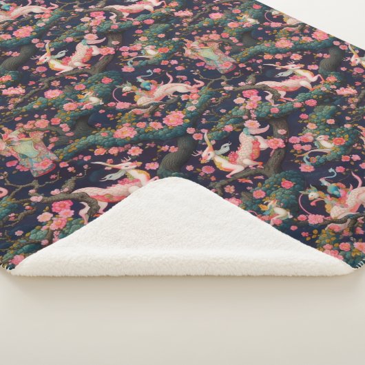 Roze dragons en Cherry Blossom Sherpa Deken (3/4)