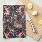 Roze dragons en Cherry Blossom Theedoek (Quarter Fold)