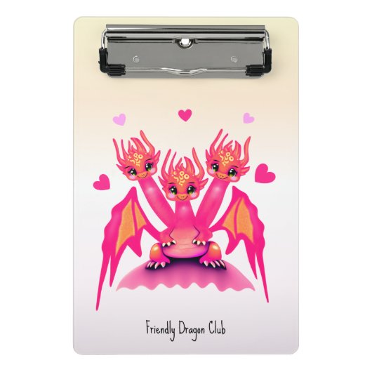 Roze draken mini klembord (Voorkant)