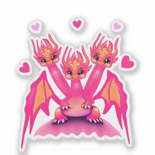 Roze draken sticker (Voorkant)