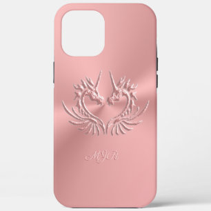 Roze drakenhart met Girly Monogram Initialen Case-Mate iPhone Case