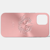 Roze drakenhart met Girly Monogram Initialen Case-Mate iPhone Case (Achterkant (horizontaal))