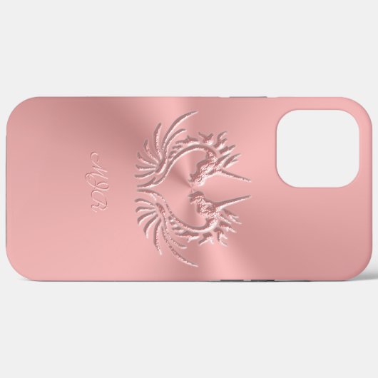 Roze drakenhart met Girly Monogram Initialen Case-Mate iPhone Case (Achterkant (horizontaal))