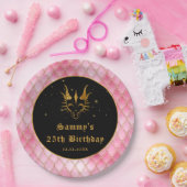 Roze drakenschalen Gold Faux Glitter Birthday Papieren Bordje (Feest)