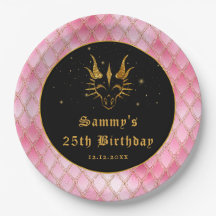 Roze drakenschalen Gold Faux Glitter Birthday