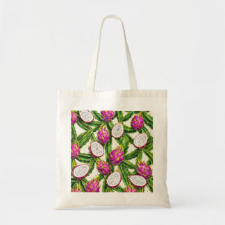 Roze Drakenvrucht Wit Vlees Tropisch Patroon Tote Bag