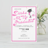 Roze Drankjes met het Afstuderen Pickleball Afstud Kaart (Staand voorkant)