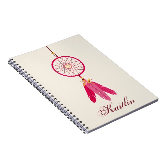 Roze Dream Catcher Speciaal spiraal notebook Notitieboek (Rechterzijde)