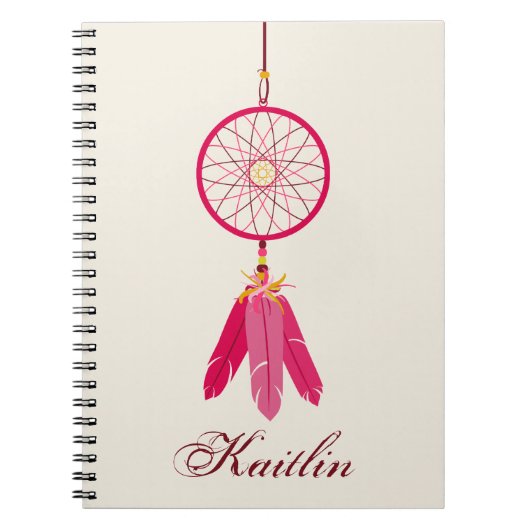 Roze Dream Catcher Speciaal spiraal notebook Notitieboek (Voorkant)