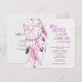 Roze Dreamcatcher Baby shower Invitation Kaart (Voorkant / Achterkant)