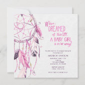 Roze Dreamcatcher Baby shower Invitation Kaart (Voorkant)