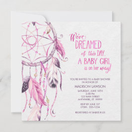 Roze Dreamcatcher Baby shower Invitation Kaart