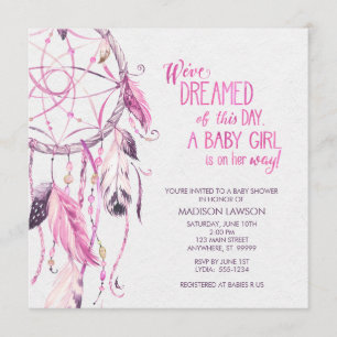 Roze Dreamcatcher Baby shower Invitation Kaart