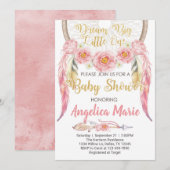 Roze Dreamcatcher Baby Shower Uitnodiging Invite (Voorkant / Achterkant)