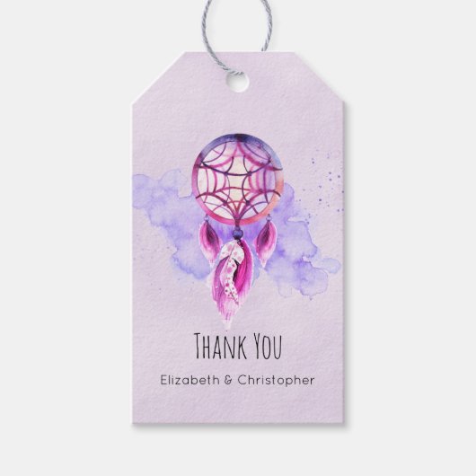 Roze Dreamcatcher bruiloft dank u Cadeaulabel (Voorkant)