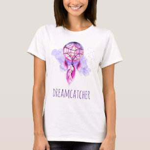 Roze Dreamcatcher Paarse Paint Splat Tribal T-shirt