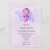 Roze Dreamcatcher Paarse Waterverf Bruiloftsuitnod Kaart (Voorkant / Achterkant)