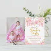 Roze Dreamcatcher Slumber Party Verjaardag Sleepov Kaart (Staand voorkant)