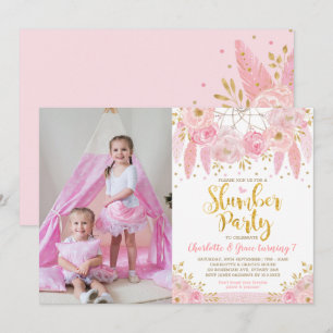 Roze Dreamcatcher Slumber Party Verjaardag Sleepov Kaart