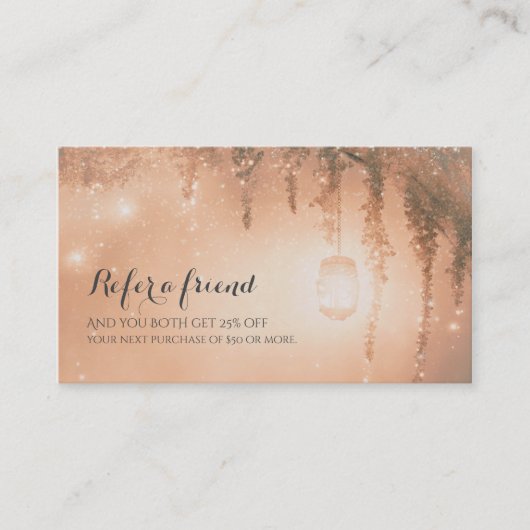 Roze Dreamweaver Rustic Forest Refer a Friend Clie Aanbevelingskaartje (Voorkant)
