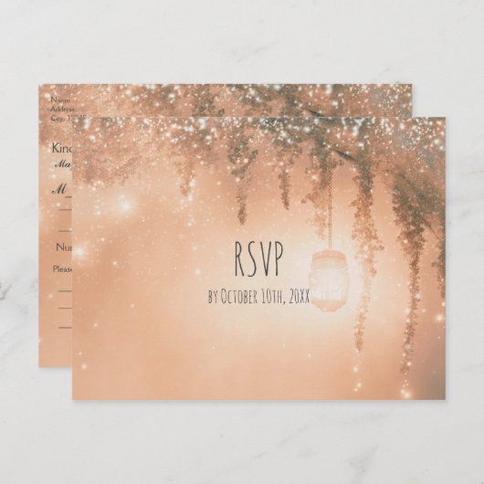Roze Dreamweaver Rustic Forest RSVP Uitnodiging Briefkaart (Voorkant / Achterkant)