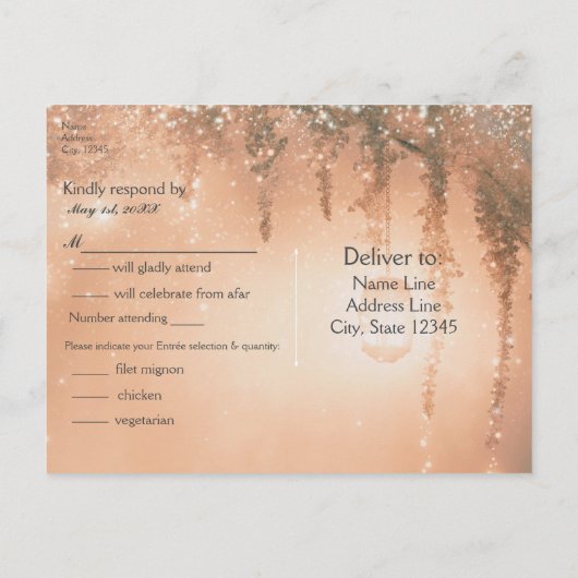 Roze Dreamweaver Rustic Forest RSVP Uitnodiging Briefkaart (Achterkant)