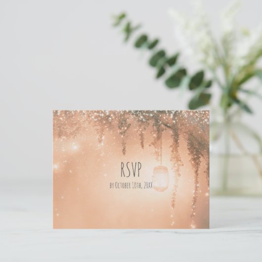 Roze Dreamweaver Rustic Forest RSVP Uitnodiging Briefkaart (Staand voorkant)